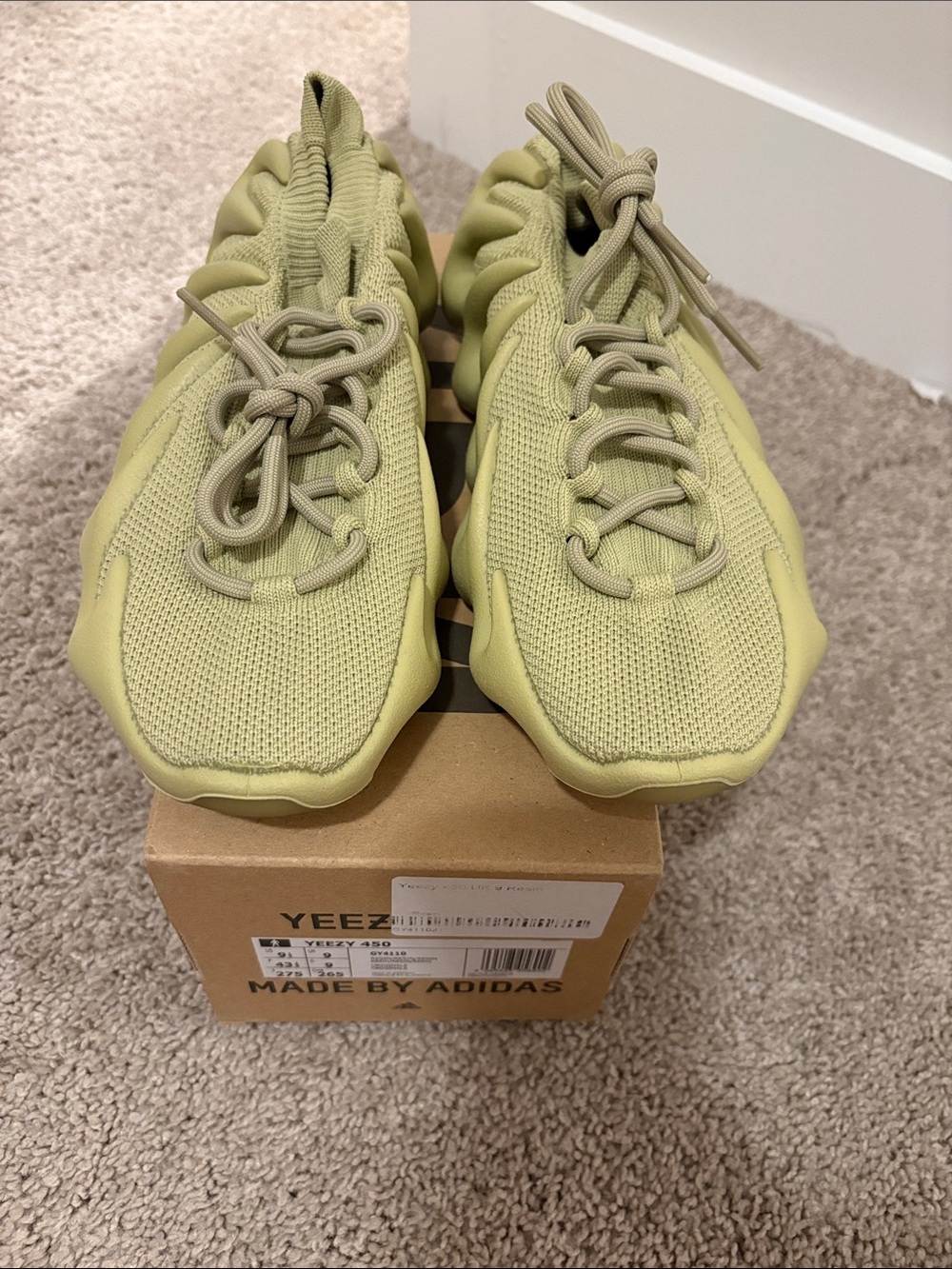 adidas Yeezy 450 Light Olive Knit Sneakers